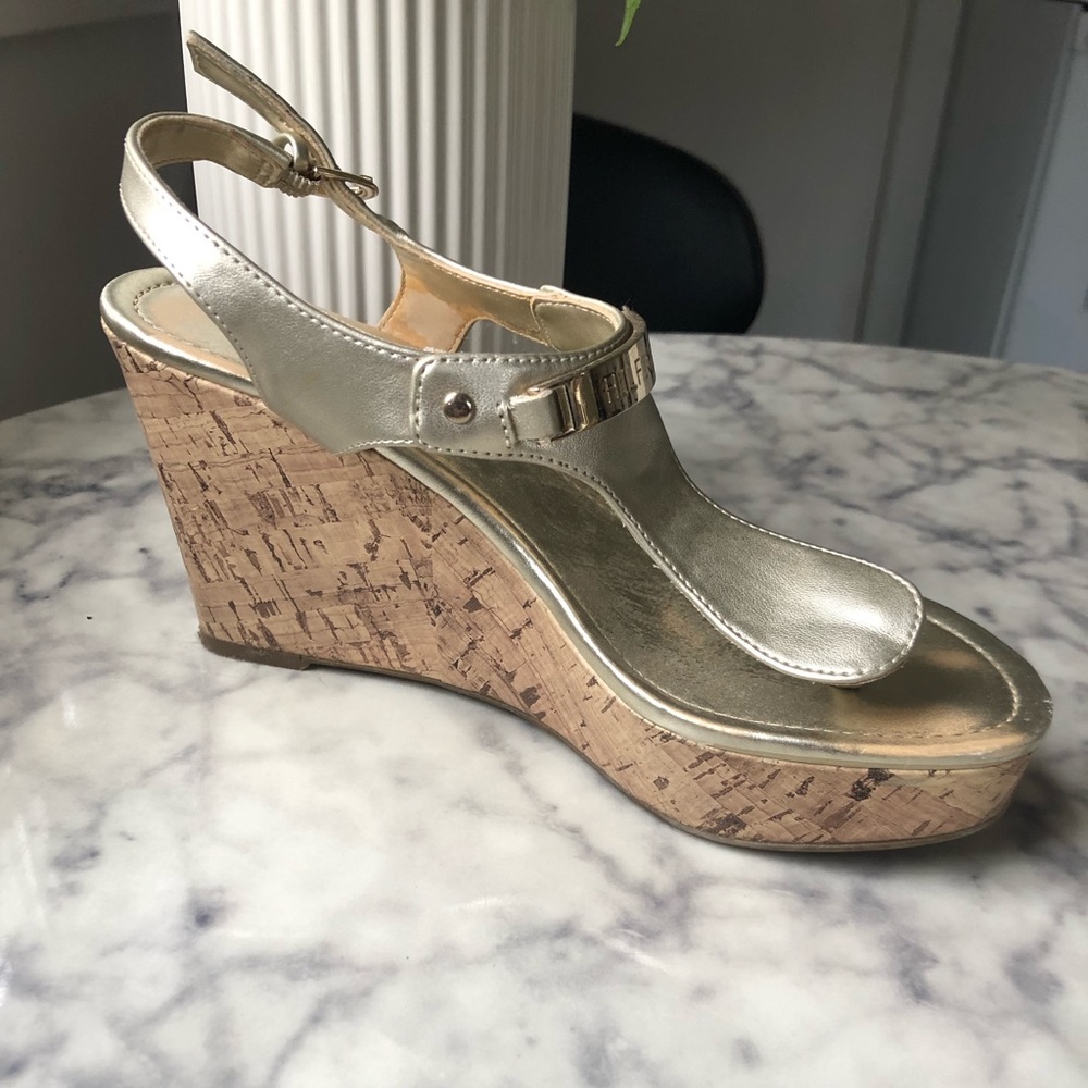 Tommy Hilfiger Gold Cork Wedge